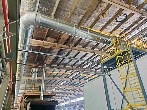 涂裝車間廢氣處理管道安裝現(xiàn)場