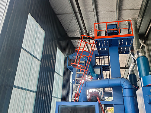 拋丸機除塵器管道安裝施工現(xiàn)場